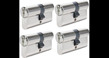 Euro Profielcilinder - 4 x gelijksluitende cylinders 60 mm inclusief 6 sleutels en 4 schroeven. Cilindersloten - 4 Stuks - Gelijksluitend.