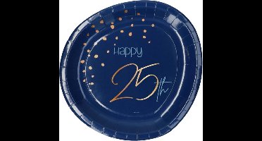 Folat - Borden Elegant True Blue 25 Jaar 23 cm - 8 stuks