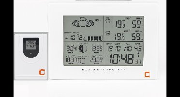 Cresta Care 370313370W Wit zeer uitgebreid digitaal weerstation voor binnen en buiten | Barometer | Maanstand |Zonnestand | Weersvoorspelling | Draadloze buitensensor.