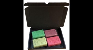 Soap bar set - zeep savon de marseille Menthe, Mojito, Casis, Vigne rouge zomergeuren 4x125 gr.