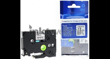 FLWR - Lettertape / TZE-345 / Wit op Zwart - Geschikt voor Brother