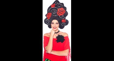 Folat Pruik Roses Schuimrubber Zwart/roze