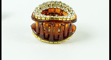 Haarklem mini ovaal bruin met strass