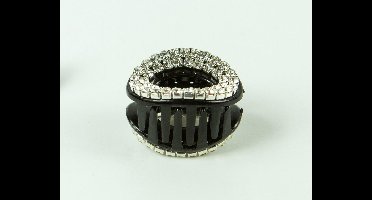 Haarklem mini ovaal zwart met strass