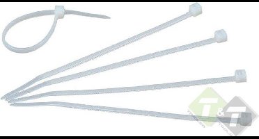 Kabelbinders - tiewraps wit - 3,6mm x 300mm 100 stuks - Bundelbandjes - kabelbandjes