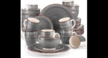 ApexArte® Serviesset 8 Persoons - Serviessets - Bordenset - Chique Bordenset - Porselein - Grijs