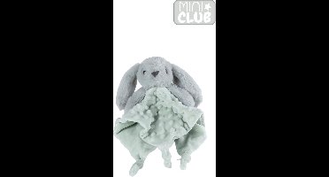 Mini Club knuffeldoekje konijn structuur pluche 30cm Grijsgroen