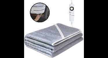 STAUS&BACH Elektrische onderdeken 160x140cm - Warmtedeken met 6 warmtestanden en timer - Wasbaar deken - Blauw/Grijs - CozySnug