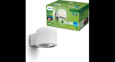 Philips Otis Wandlamp - UltraEfficient LED - Buitenlamp - 4.3W - Warmwit licht; 2700K - Roestvast staal - Opaal lichtelement