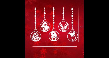 Little1Gifts - Raamsticker - Kerstballen slingers - kerstfiguren - groot - wit