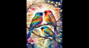 oCreon 5D Diamond Painting Set 30x40 cm - Vogelmotief Abstract - Dier - Voor Beginners - Cadeau