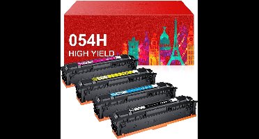 4-pack | Geschikt voor Canon 054 / 054H Toner cartridges - Multipack 4 Toners - Geschikt voor Canon i-Sensys LBP621CW - LBP623CDW - MF641CW - MF643CDW - MF645CX