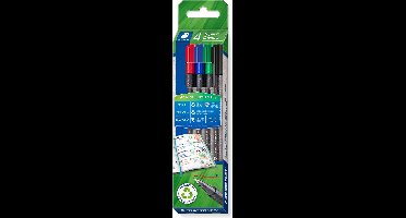 Staedtler Triplus fineliner eco, doosje van 4 stuks, assorti
