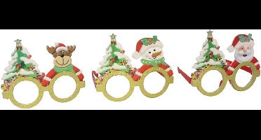 Kerstbril met kerstboom en kerstman - 14x12,5 cm - Accessoire