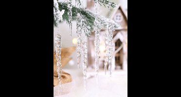 S&E Set van 12 Transparante IJskegel Hangers - Kerstdecoratie - Kerstmis