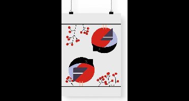 Artprint Goudvinken - Vogel illustratie in A3 formaat - Poster abstracte goudvinken