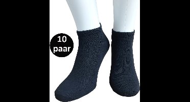 Apollo - Basic Effen Sokken 10-Pack - Sneaker Sokken - 41/46 - Uniseks - Mannen - Vrouwen - Zwart