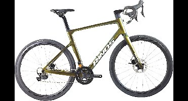 Rinos Odin3.0 Carbon Road Fiets, met SHIM- met SHIMANO 105 ST-R7000 - 22 versnellingen en schijfremmen - lichte fiets voor dames en heren - 700 x 40C - Kameleon Goud - Groent 50 --2024