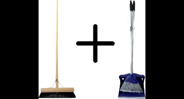 Synx Tools bezem Binnenbezem paardenhaar 30 cm - Stoffer en Blik met lange steel 95 cm- Bezemset - Cocosharen - Zaalveger - Kunststof - Hotel Stoffer Blik set - Stoffer en blik sluitend model - Schoonmaakartikelen