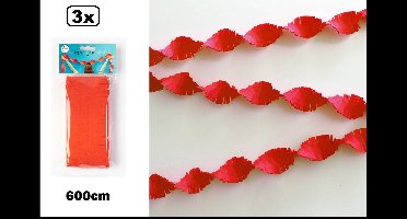3x Crepe guirlande rood 600cm - Holland verjaardag vlaglijn festival thema feest Koningsdag party