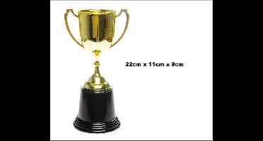 Kampioensbeker goud /zwart 22cm - Kunstof - Kampioen beker trophy thema feest festival evenement
