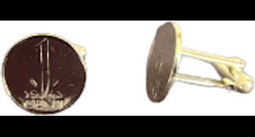 Verzilverde gulden cent manchetknopen - jaar 1964