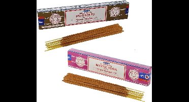 Satya Wierook cadeaus set - 2x geurstokjes - Palo Santo en Mystic Yogageur - Meditatie