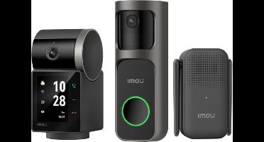 Imou Rex VT Pro - 3K QHD Beeld - Panoramisch Draaien En Kantelen - Persoonsdetectie + Slimme Draadloze Video Deurbel 2S Kit - - 2K QHD - 5000mAh Batterij - USB-C Snelladen - 166° Graden Gezichtsveld - Weerbestendig - Chime En Wifi Versterker +