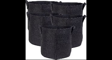 Intirilife 5x fleece plantzak in 26 liter - 7 gallon - 35 x 30 cm - Plantenbak van fleece met draaghengsels voor tuin, kas en nog veel meer. - Plantenbak plantzak