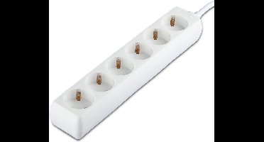 V-TAC VT-1106-2 Adapters & Contactdozen - 6-polig - Verlengcontactdoos - IP20 - Wit - 1,5 m draad