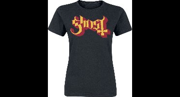 Ghost Logo Gold And Red Dames T-shirt - zwart - XL