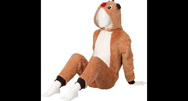 Kerst onesie - Kids - Bruin - Maat 92/104 - kerstpyjama - kerstpyjama kinderen - onesie kerst - kerst pyama