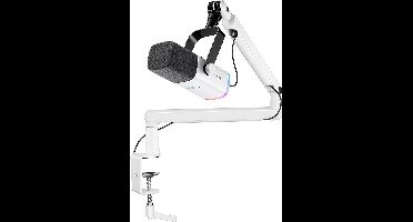 FIFINE - TAM8 - USB / XLR Studio microfoon - Flexibele Arm ( BM88 ) - Met kabelgoot - Geschikt voor PC/PS4/PS5 - RGB - Podcast - Gaming - Streaming - Wit