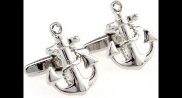 Anker manchetknopen - Staal - Zilverkleurig - Heren manchetknopen