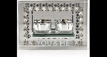 Celebrations - Home Collection -You and Me - Kristal dubbele theelichthouder - Widdop and Co