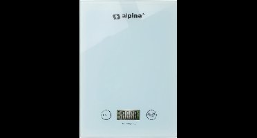 alpina Keukenweegschaal Digitaal - Weegschaal Keuken in gr, lb, oz en ml - Precisie Weegschaal met Tarra Functie - Keuken Accessoires - 22 x 15,5 cm - Wit