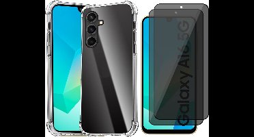 Hoesje geschikt voor Samsung Galaxy A16 - 2x Privacy Screenprotector Volledig Dekkend Glas - Shockproof Transparant