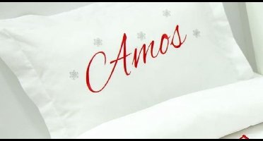 Gepersonaliseerde geborduurde witte dekbedovertrek voor kinderen met kerstthema 100x150 cm/Personalized embroidered white duvet cover for children with Christmas theme100x150cm