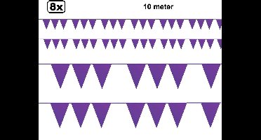 8x Vlaggenlijn paars 10 meter - Verjaardag vlaglijn festival thema feest purple party paarse vrijdag