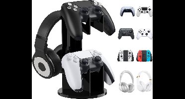 oCreon Universele Stand voor Gamepad en Hoofdtelefoon - 2-in-1 Controller Houder voor PS5 - PS4 - Xbox