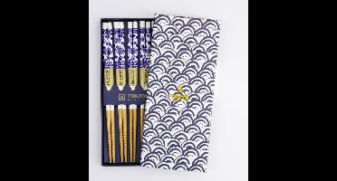 Tokyo Design Studio – Eetstokjes Giftbox – Golven Blauw – 5 stuks
