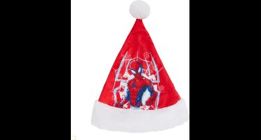 Kerstmuts Disney Spiderman - kerstmannen muts - rode velours met witte pompon - superzacht