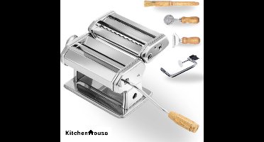 KitchenHouse - Pastamachine set - Pastamaker - Verwisselbare kop - Inclusief Pasta Tools - RVS - Pasta - Keukengerei - Spaghetti Machine -