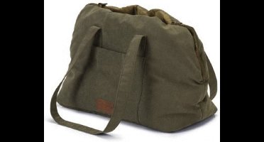 Draagtas voor hondjes - 39 x 20 x 28 -designed by lotte - bundy green - uitneembare zachte wasbare binnenkant. max hondje van 7 kg - + hondensnack it 's my dog 85 gr