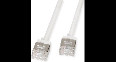 ROLINE U/FTP DataCenter Patchkabel Cat.6A (Klasse EA), LSOH, dun, extra korte stekker, wit, 1 m