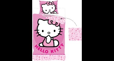 Hello Kitty Dekbedovertrek - 140 x 200 cm - Polyester - Bijpassend kussensloop 60 x 70cm