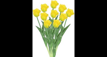 Countryfield Kunstbloemen boekt tulp Parkiet - 10x - geel - real touch - levensecht - 40 cm
