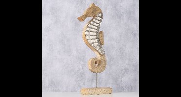 Zeepaard - Bruin - Zilver- 38cm - Decoratie - Maritiem - Aluminium - Mangohout.