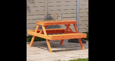 vidaXL Picknicktafel - Massief Grenenhout - Wasbruin