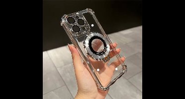 Anti-shock Magnetische hoesje met onzichtbare Ringstandaard - Geschikt voor iPhone 14 - Zilver